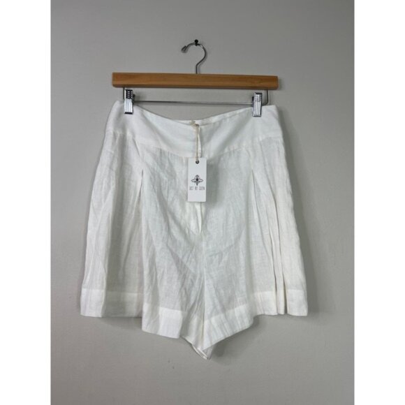 NWT Just Bee Queen High Rise Linen Pockets Marlow Chino Shorts White Sz: Medium - Picture 2 of 8